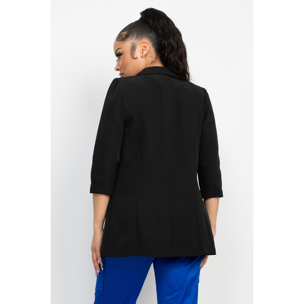 Open Front Notch Solid Jacket - Picture 5 of 8